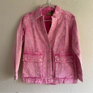 Blank NYC Oversized Acid Wash Pink Denim Jacket